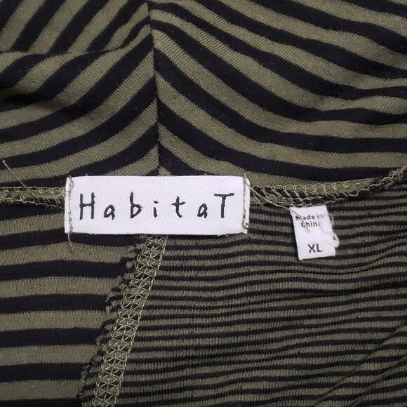 Habitat Artsy Asymmetric Cowlneck Tunic Top Green Black Stripe Sz XL Lagenlook - Picture 8 of 14